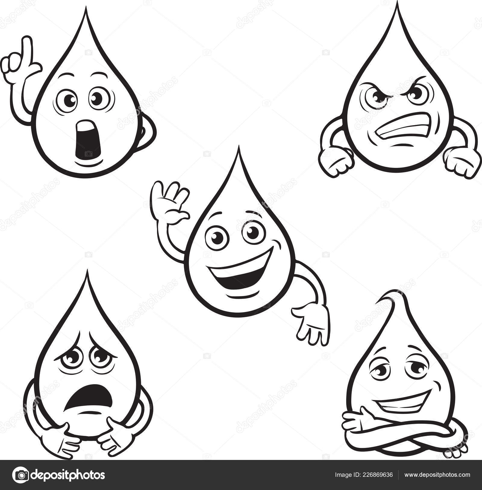 Vector Illustration Coloring Book Water Drop Cartoon Character Easy Edit Stock Vector Image By C Onelinestock