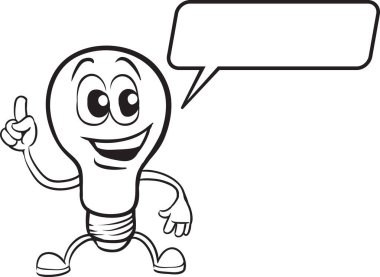 boyama kitabı - çizgi film ampul karakteri