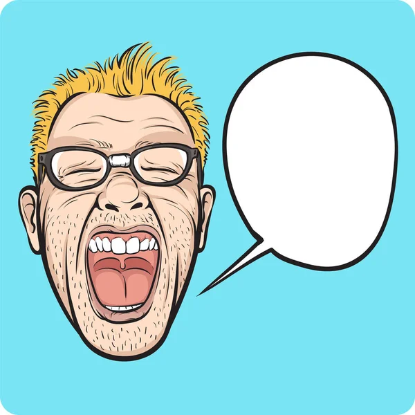 Vector Illustration Horror Man Face Speech Bubble Easy Edit Layered — Stock Vector