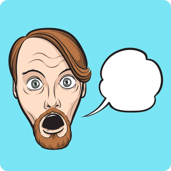 Vector Illustration Surprised Bearded Man Speech Bubble Easy Edit Layered — Stock Vector