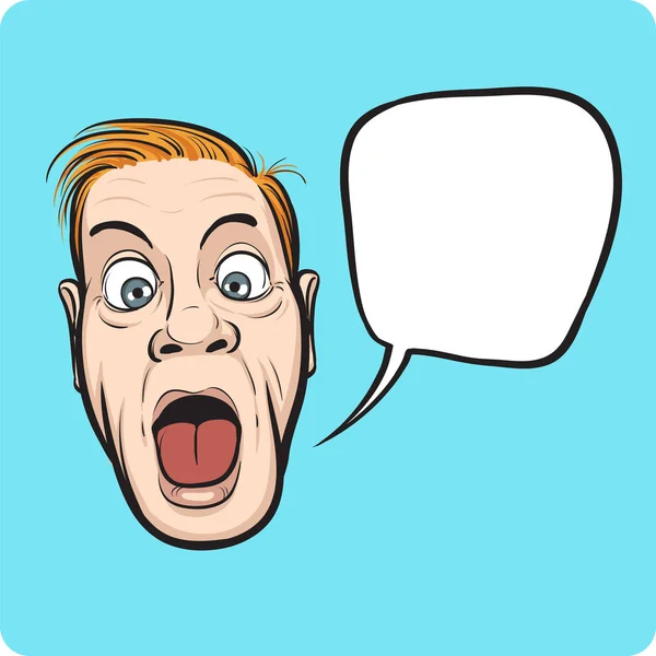 Vector Illustration Surprised Man Face Speech Bubble Easy Edit Layered — Stock Vector