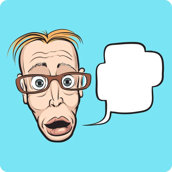 Vector Illustration Surprised Thin Man Face Speech Bubble Easy Edit — Stock Vector
