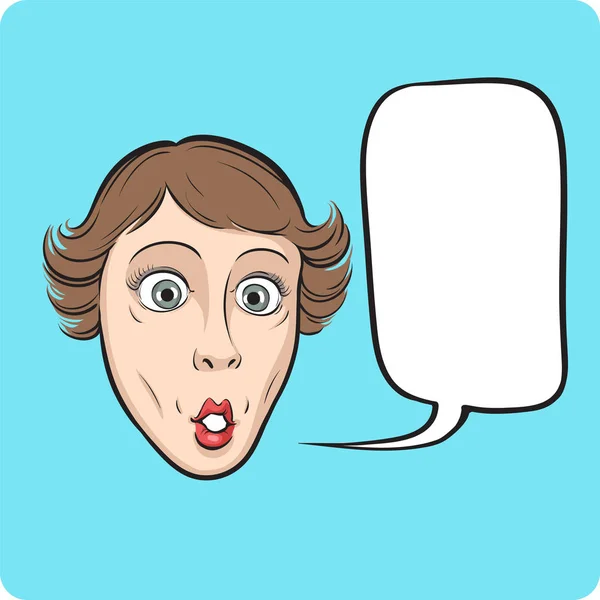 Vector Illustration Surprised Woman Speech Bubble Easy Edit Layered Vector — Stock Vector