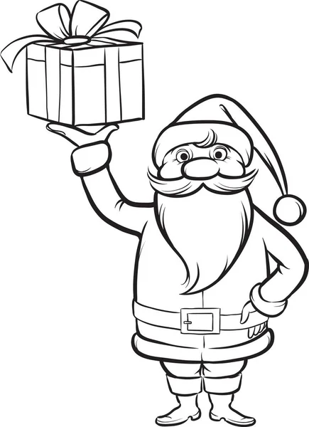 Ilustración Vectorial Del Libro Para Colorear Santa Claus Con Regalo — Archivo Imágenes Vectoriales