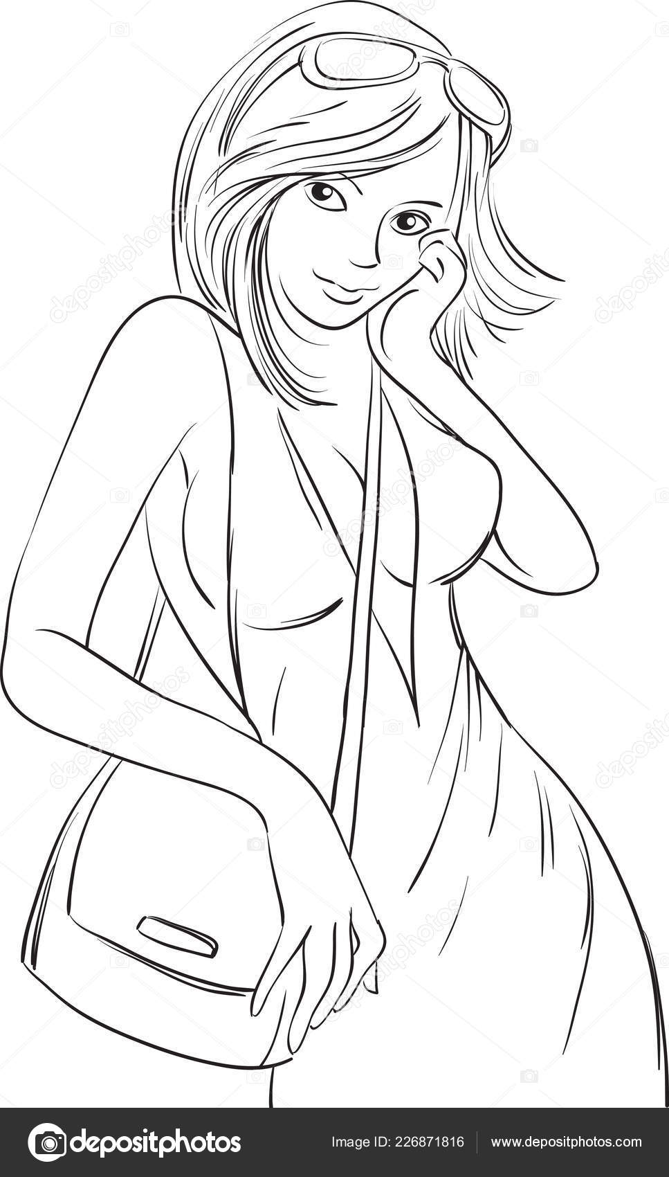 Whiteboard Drawing Blond Woman Red Dress Stock Vector by ©OneLineStock  226871816, image size:967x1700