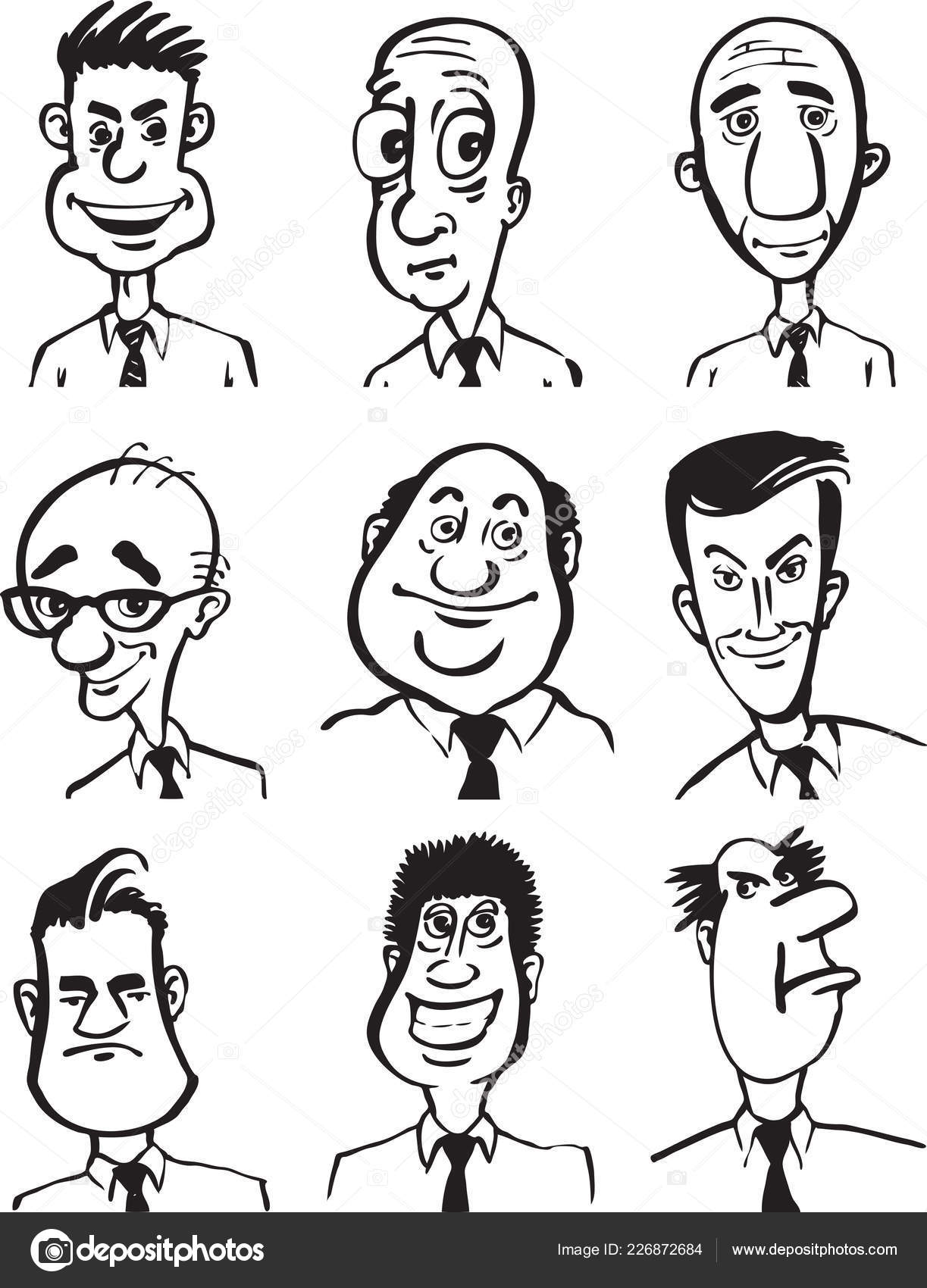 Whiteboard Drawing Caricature Faces Collection Stock Vector Image By C Onelinestock