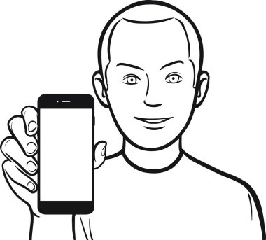 bir adam bir mobil uygulaması bir akıllı telefon üzerinde gösterilen çizgi çizme