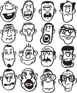 beyaz tahta çizim - büyük doodle yüzleri ayarla