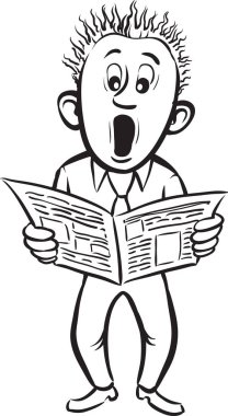 beyaz tahta çizim - işadamı gazete okuma