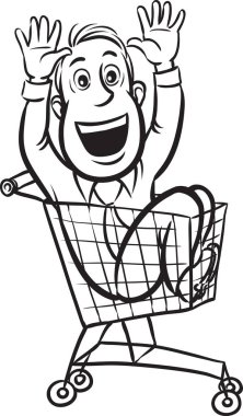 beyaz tahta çizim - işadamı bir sepet arabası haddeleme