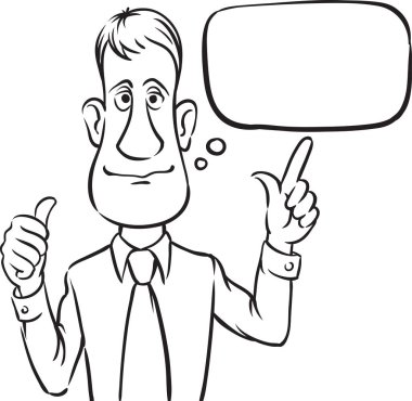 beyaz tahta çizim - businessman_with_speech_bubble_thumbs_up. Kolay katmanlı vektör Eps10 dosyası kalite kaybı olmadan herhangi bir boyutta ölçeklendirilebilir Düzenle.
