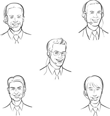 beyaz tahta çizim - Çağrı Merkezi çalışanı ile kulaklıklar