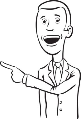 beyaz tahta çizim - işaret ve konuşuyor karikatür işadamı