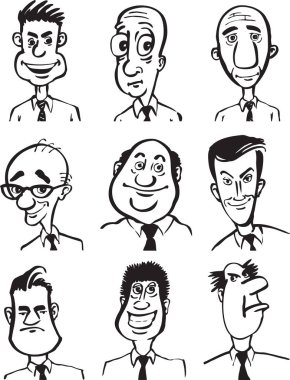beyaz tahta çizim - karikatür yüzler koleksiyonu