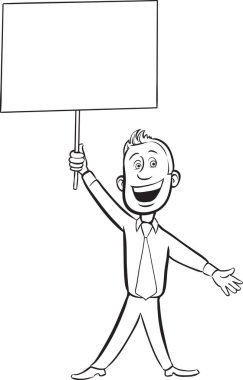 beyaz tahta çizim - karikatür neşeli işadamı ile boş tasarlamak. Kolay katmanlı vektör Eps10 dosyası kalite kaybı olmadan herhangi bir boyutta ölçeklendirilebilir Düzenle.