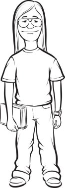 beyaz tahta çizim - karikatür gülümseyen programcı