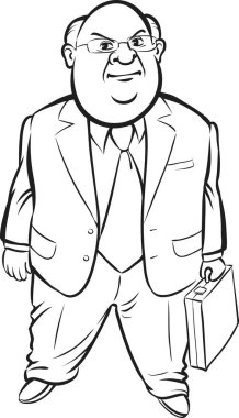 beyaz tahta çizim - karikatür ayakta şişman işadamı