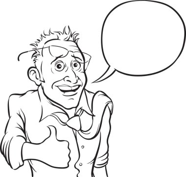 beyaz tahta çizim - mutlu adam başparmak yukarı memnun