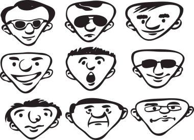 beyaz tahta çizim - karikatür üçgen yüzler ayarla