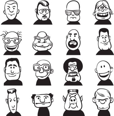 beyaz tahta çizim - doodle yüzleri ayarla