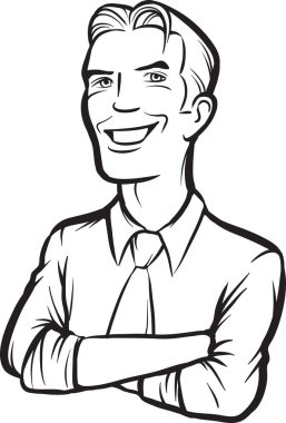 çizim - işadamı maskot gülümseyen beyaz tahta. Kolay katmanlı vektör Eps10 dosyası kalite kaybı olmadan herhangi bir boyutta ölçeklendirilebilir Düzenle.