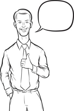 çizim - işadamı başparmak ayakta beyaz tahta. Kolay katmanlı vektör Eps10 dosyası kalite kaybı olmadan herhangi bir boyutta ölçeklendirilebilir Düzenle.