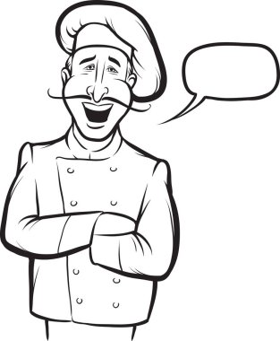beyaz tahta çizim - ayakta gülümseyen Şef aşçı