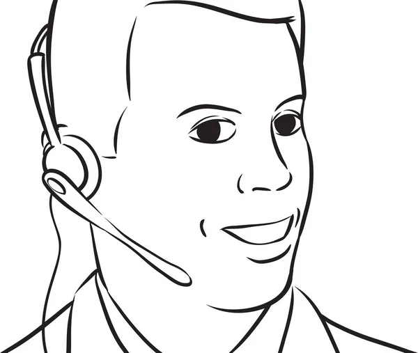 Dibujo Pizarra Hombre Negocios Con Auriculares Hablando — Vector de stock