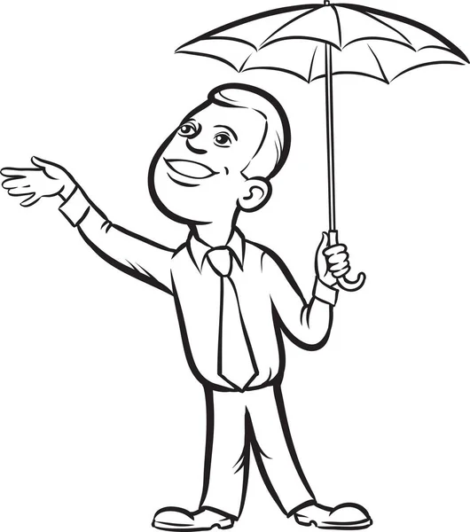 Tableau Blanc Dessin Homme Affaires Avec Parapluie Vérification Pluie — Image vectorielle