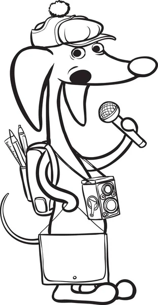 Tableau Blanc Dessin Personnage Chien Dessin Animé Avec Microphone Caméra — Image vectorielle