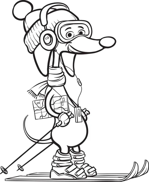 Tableau Blanc Dessin Personnage Chien Dessin Animé Dans Équipement Ski — Image vectorielle