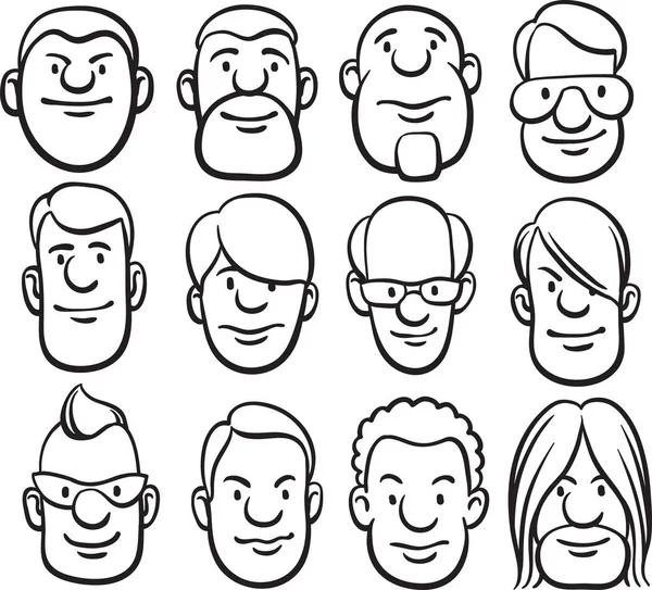 Whiteboard Drawing Cartoon Faces — Stock Vector