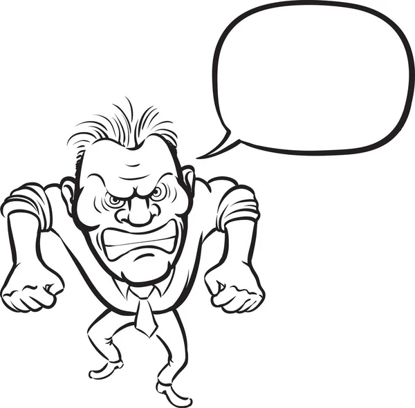 Gambar Papan Tulis Pengusaha Kartun Yang Marah Dengan Gelembung Bicara - Stok Vektor