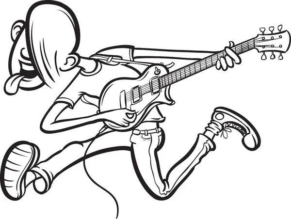 Tableau Blanc Dessin Guitariste Saut Bande Dessinée Sur Scène — Image vectorielle