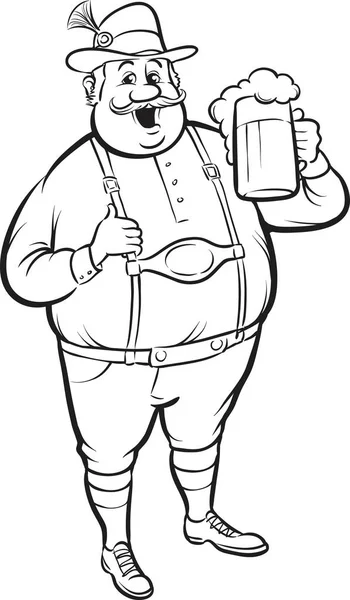 Whiteboard Tekening Cartoon Oktoberfest Man Met Bier — Stockvector