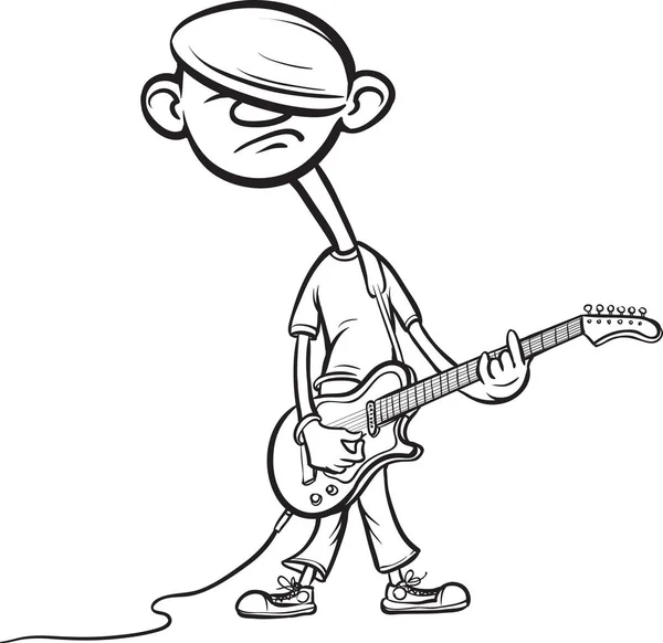 Whiteboard Zeichnung Cartoon Trauriger Rockgitarrist — Stockvektor