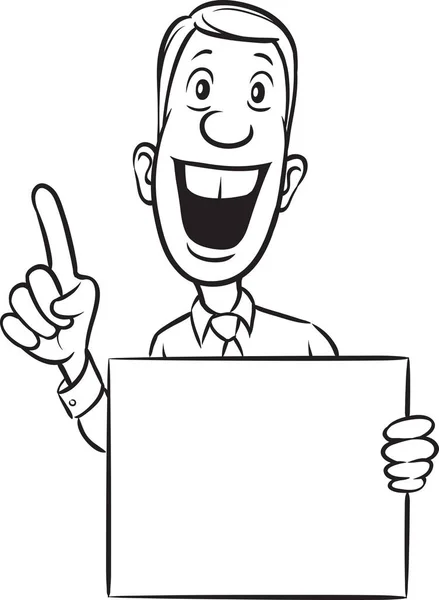 Whiteboard Drawing Cheerful Businessman Pointing Finger — Stock Vector