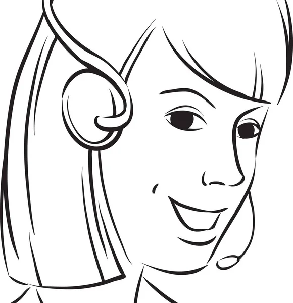 Whiteboard Drawing Customer Support Young Woman Smiling Headset — стоковый вектор