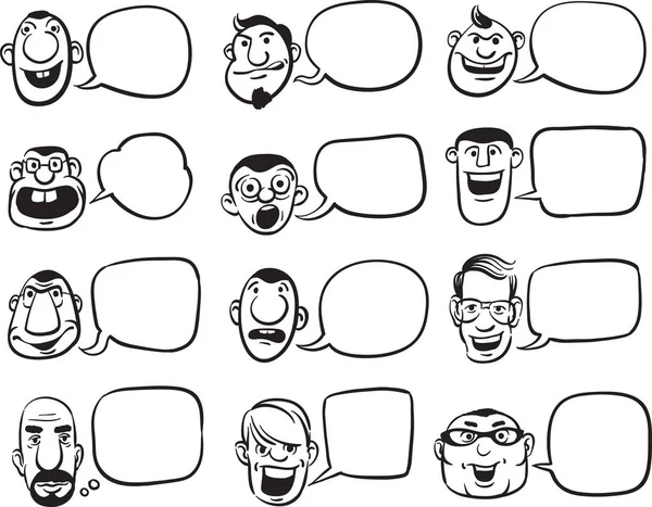 beyaz tahta çizim - doodle yüzleri ile konuşma balonları