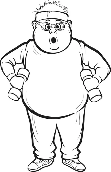 Whiteboard Tekening Fat Man Opleiding — Stockvector