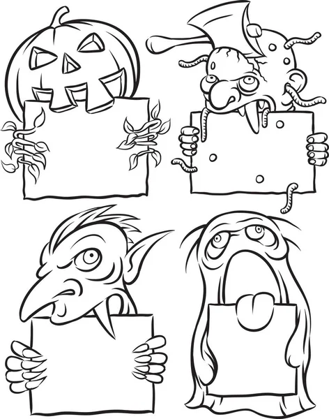Disegno Lavagna Mostri Halloween — Vettoriale Stock
