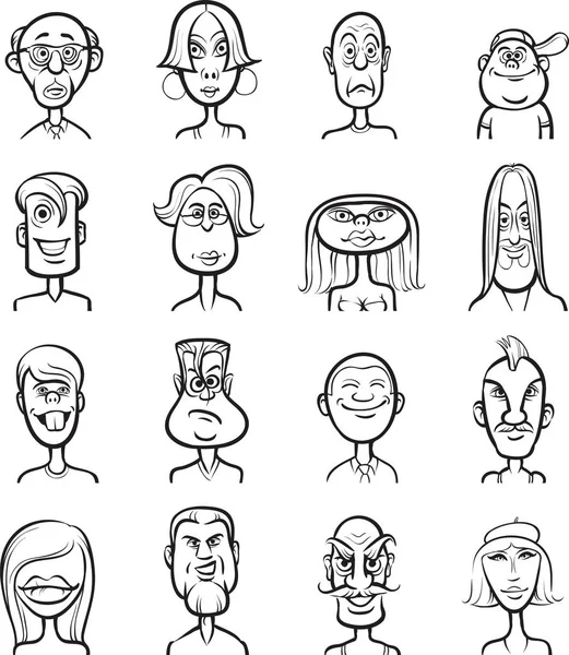 Whiteboard Zeichnung Humor Cartoon Gesichter Vektorsammlung — Stockvektor