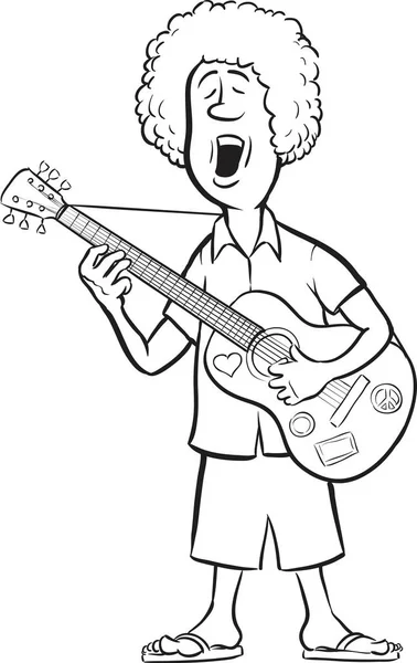 ホワイト ボード描画 歌うアコースティック ギターを持つ男 — ストックベクタ