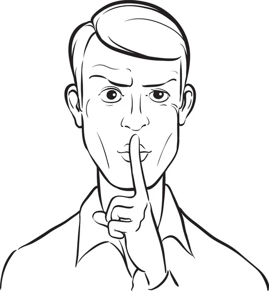 Πίνακα Σχεδίασης Άνθρωπος Δάχτυλο Στα Χείλη — Διανυσματικό Αρχείο