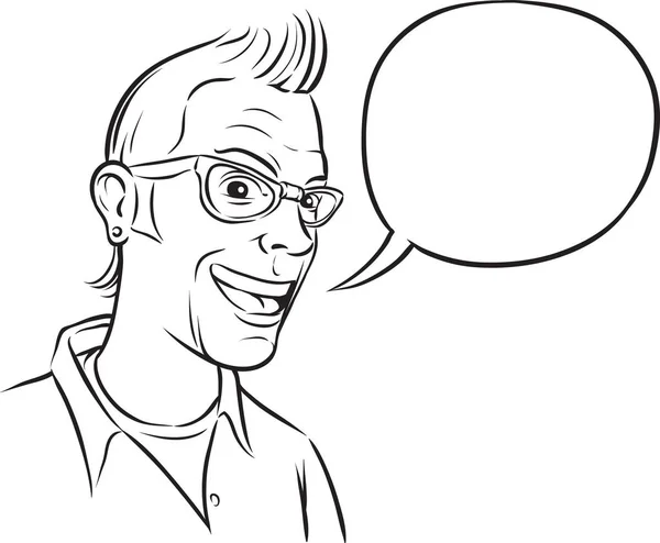 Desenho Quadro Branco Retrato Geek Sorridente — Vetor de Stock