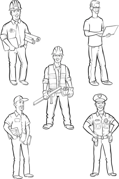 Tableau Blanc Dessin Hommes Professionnels — Image vectorielle