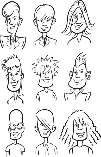 Whiteboard Zeichnung Cartoon Gesichter Von Rockstars — Stockvektor