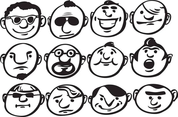 Whiteboard Drawing Set Cartoon Faces — Stock Vector