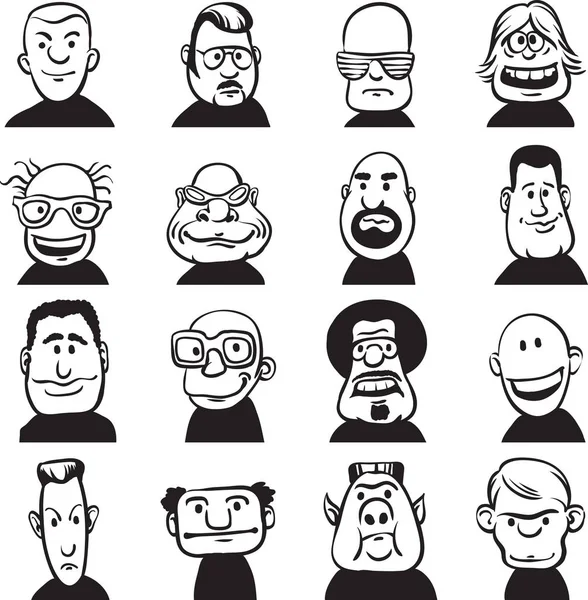 Tableau Blanc Dessin Ensemble Visages Doodle — Image vectorielle