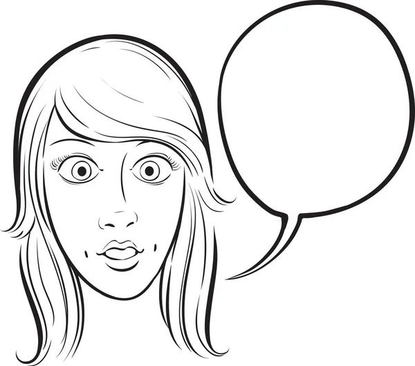 Whiteboard Drawing Surprised Girl Face Speech Bubble — Stock Vector